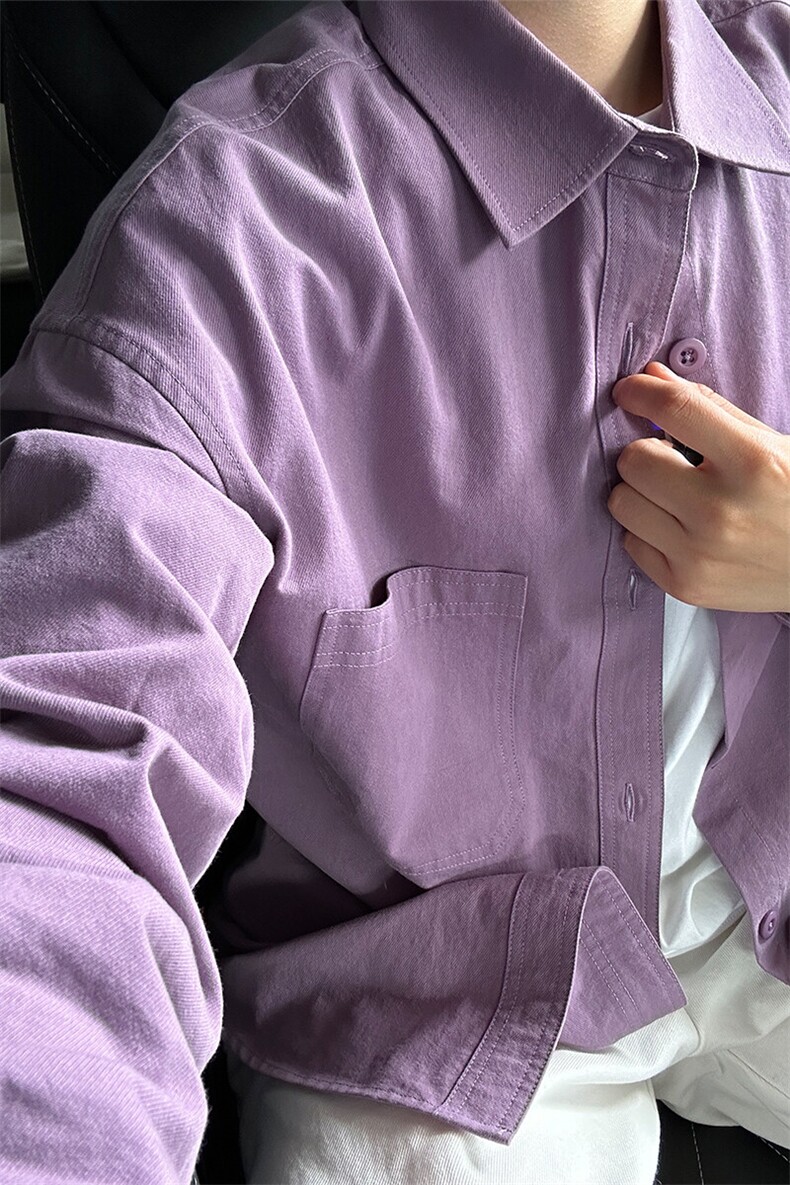 100%棉纯棉衬衫成衣水洗休闲衬衫男女宽松纯色衬衣GC27-P45,男装衬衫,星座301C-5