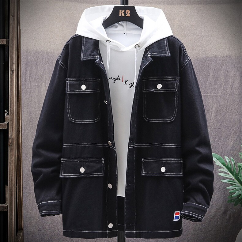 春季牛仔夹克韩版潮流宽松百搭工装日系外套上衣服男装8213-P80,男装夹克,电商A318