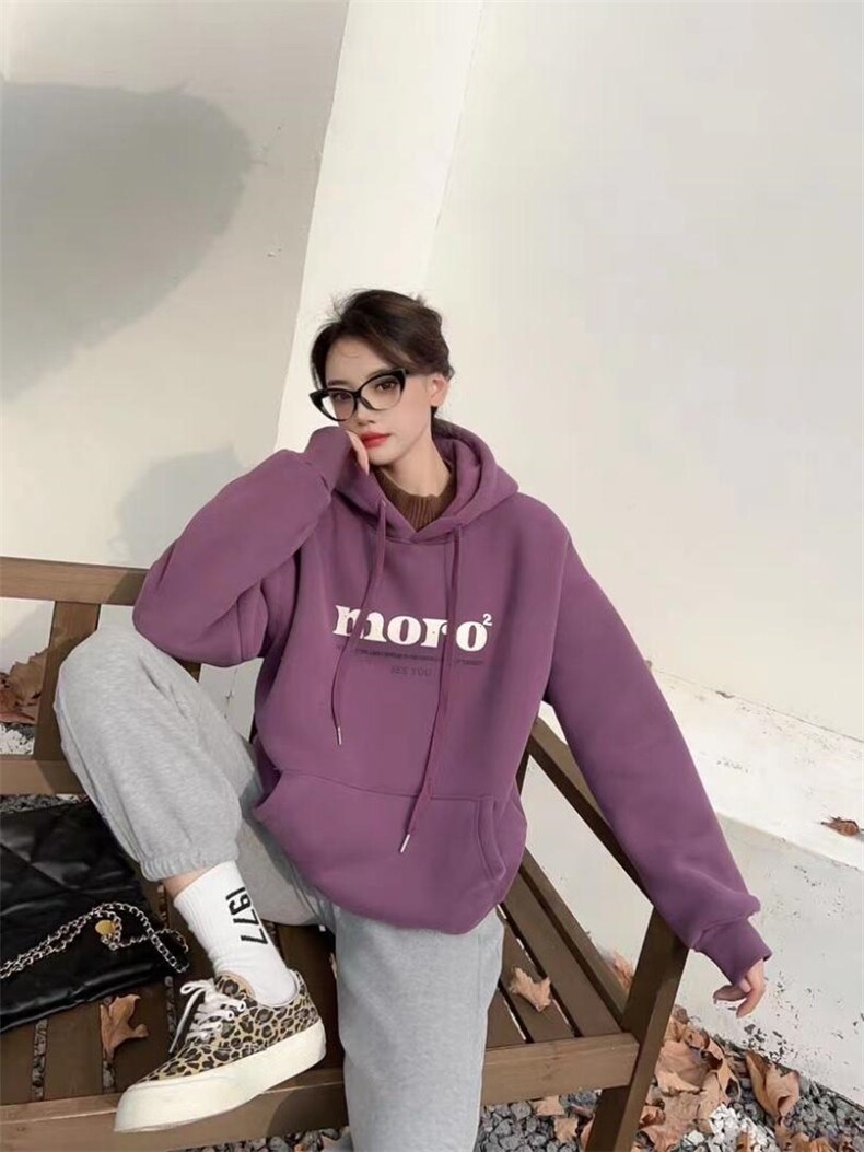 戴帽加高领加绒卫衣，女装卫衣/绒衫，泽妤