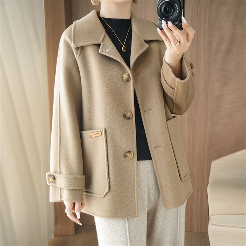 2025年秋季新款女士百搭大衣，女装双面呢大衣，乾庄羊绒