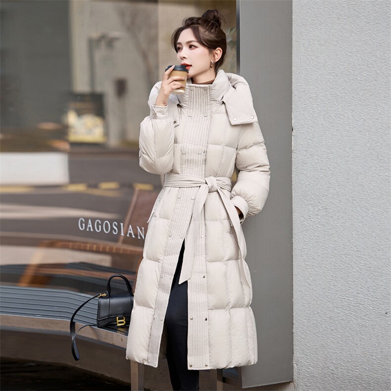 现货2024新款百家好气质收腰长款羽绒服外套女冬季90鸭绒保暖,商品下架区,然然
