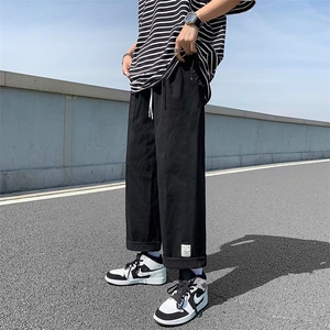 港风男士夏季薄款韩版潮流运动裤宽松直筒百搭休闲九分裤2132-p30图片