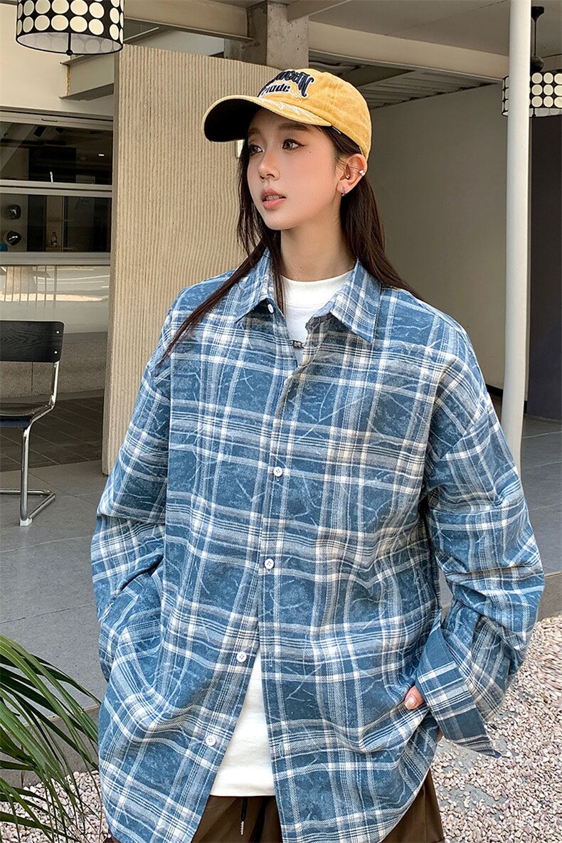 港风衬衫设计感耐磨格子衬衫休闲百搭MD-H507-特批45控79,男装衬衫,星座717