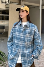 港风衬衫设计感耐磨格子衬衫休闲百搭MD-H507-特批45控79，男装衬衫，星座717