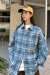 港风衬衫设计感耐磨格子衬衫休闲百搭MD-H507-特批45控79图片