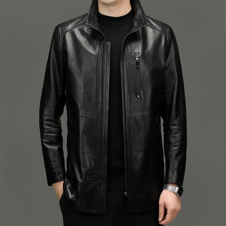 DLSN35602秋冬新款男士海宁皮衣立领英伦风风衣山羊皮皮衣男，男装风衣，电商B360