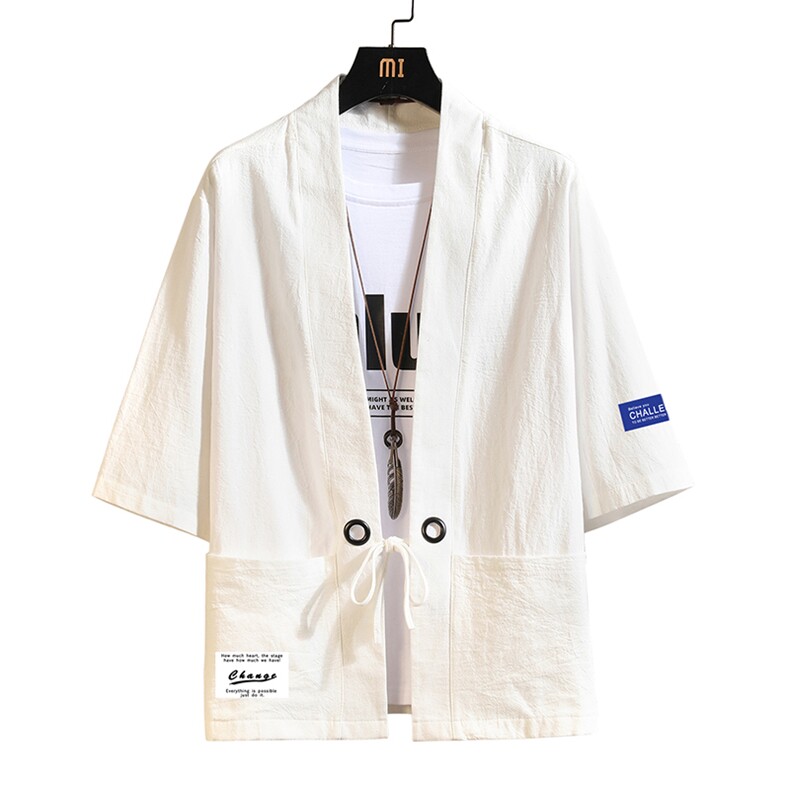 HF59062-P40风汉服男开衫外套七分袖道袍砖墙挂拍,男装民族服装,电商A040A