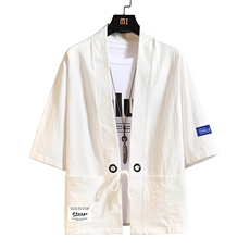 HF59062-P40风汉服男开衫外套七分袖道袍砖墙挂拍，男装民族服装，电商A040A