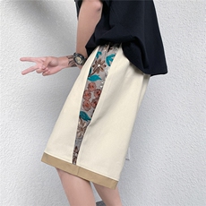 1港风大码M-5XL日系刺绣民族风潮五分裤男士中裤DK7791P45控69，男装牛仔裤，星座226-2