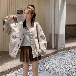 【新款主推】25秋时髦撞色休闲牛仔外套女2C372-851-P155控228图片