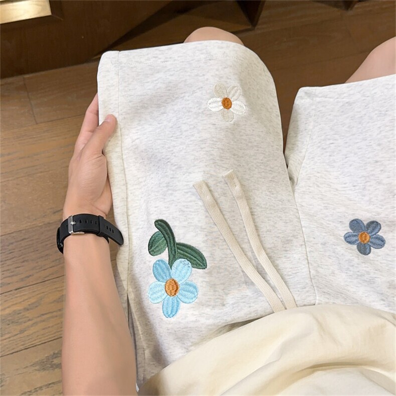 A23-特P25美式cleanfit小花刺绣裤子男款夏季,男装休闲裤,电商B369（原A024）