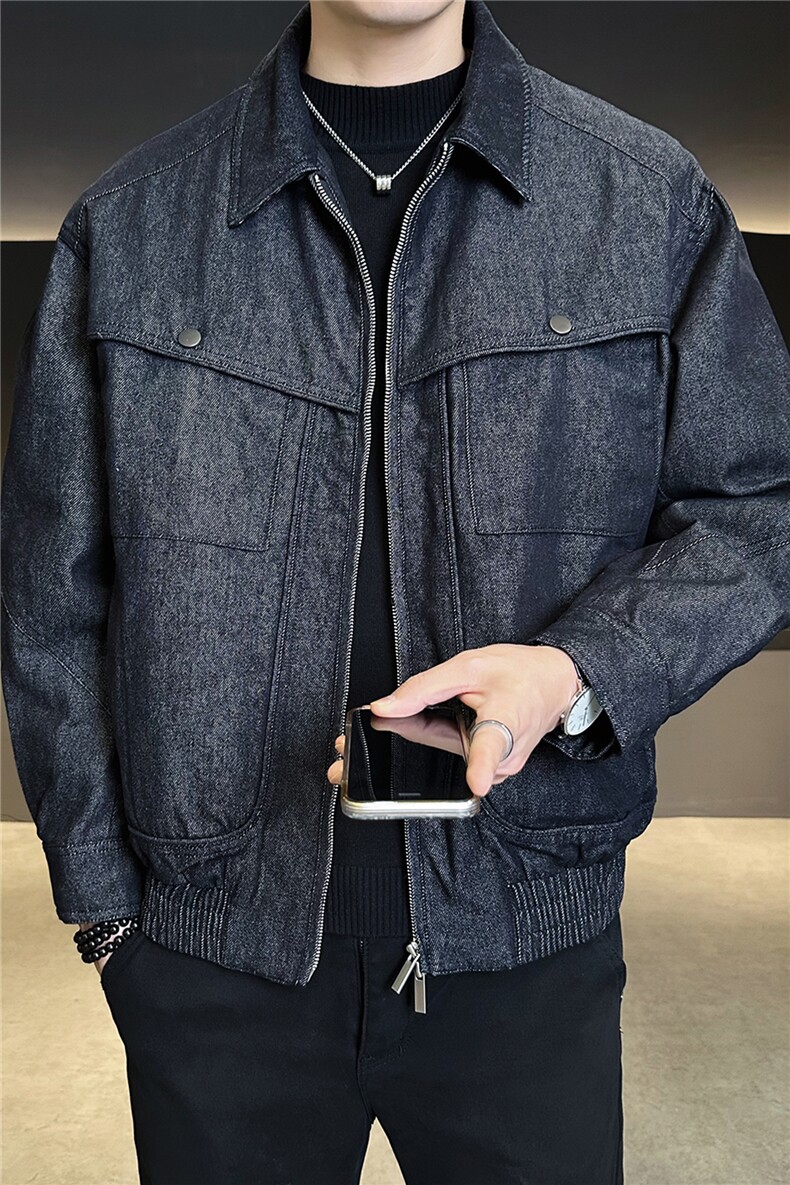 新标90羽绒服男冬季2025新款牛仔外套A313-5551-P235有报告,男装工装外套,电商A313