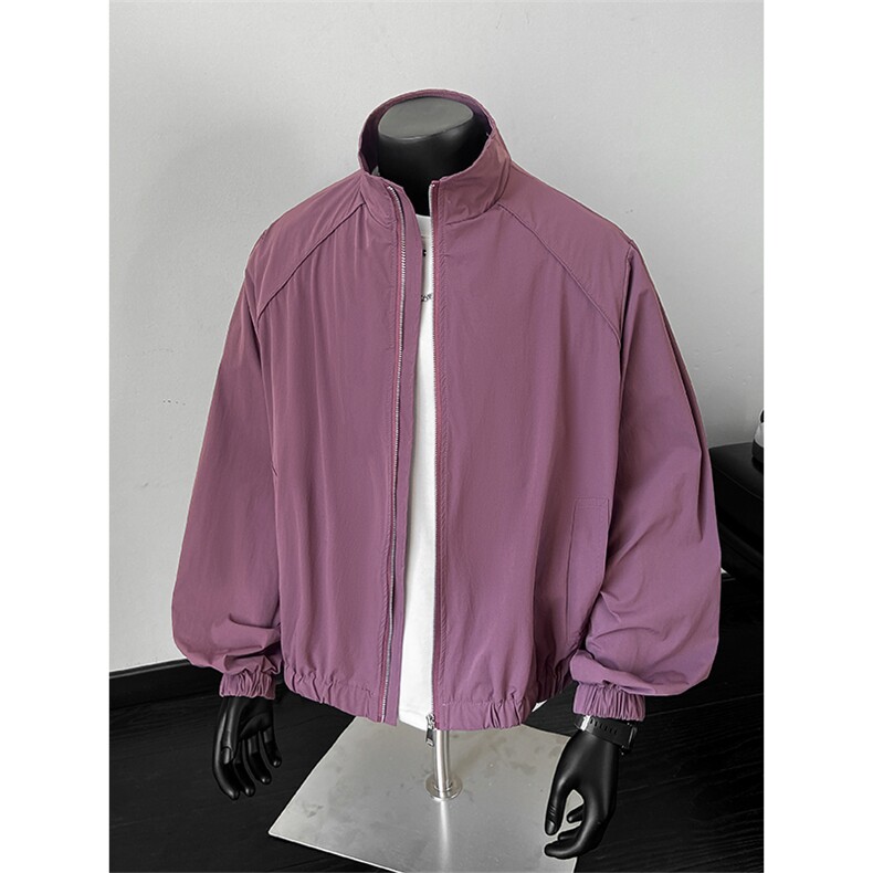 现货~紫红色男女夏季立领结构设计感速干防晒外套F25217批58，男装防晒衣，星座1004-6