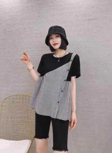 休闲撞色拼接小衫，女装，姚姚家