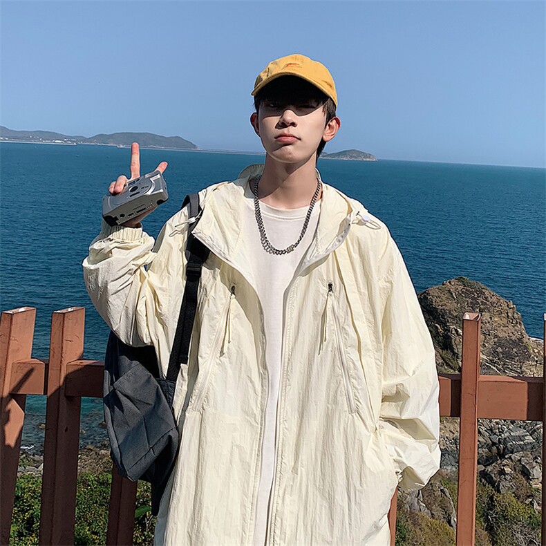 防晒指数50+薄款宽松大码港风防晒衣夹克皮肤衣F707P58，男装防晒衣，星座1204-3