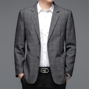 休闲西服男西装春季商务休闲中年男士西装外套单西上衣服爸爸男装图片