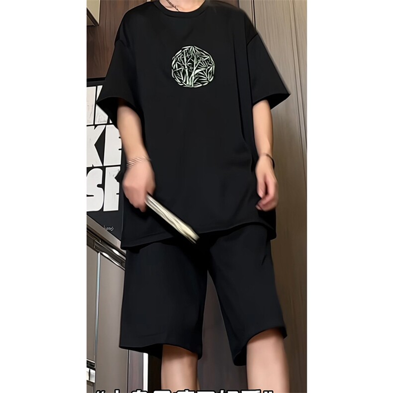 量大优供视频菠萝格套装刺绣短袖男大码M-5XTX27-特P23,男装休闲套装,电商B325