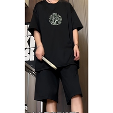 量大优供视频菠萝格套装刺绣短袖男大码M-5XTX27-特P23，男装休闲套装，电商B325