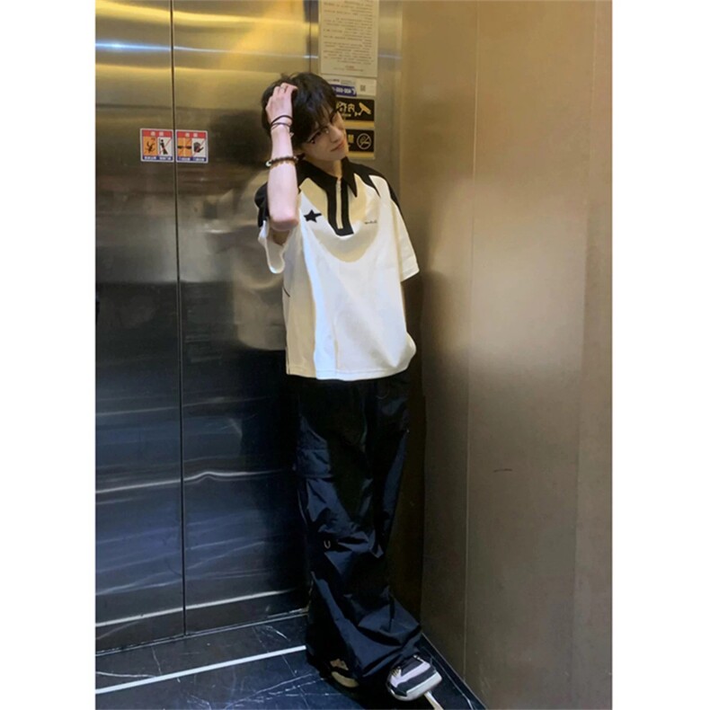 网图有货自制纯棉品质学院风撞色polo领短袖T恤男女A531-P35,男装T恤,星座1505