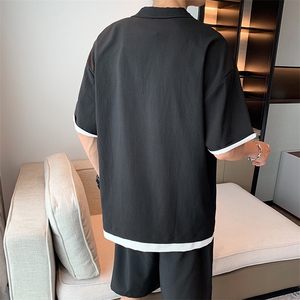 夏季简约日系休闲polo衫男港风翻领短袖宽松体恤衫潮流PL0378-P30图片