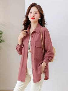 衬衫外套女纯色宽松休闲外套图片