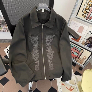 【有货】JK01ZZ-特68 雕花工艺重工水洗短款翻领西装夹克外套图片