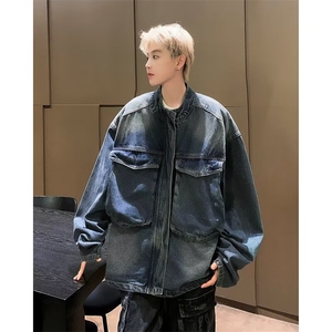 F366 P65 男生秋装新中式潮牛仔外套男复古宽松水洗做图片