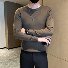 店主风小伙秋冬男纯色圆领套头针织长袖毛衣男士301A-1/M63/P38，男装针织衫/毛衣，星座301A-1