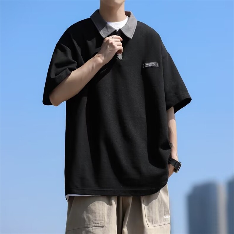 翻领短袖T恤男简约百搭休闲打底五分袖POLO衫F913P28,男装Polo衫,星座1116-2