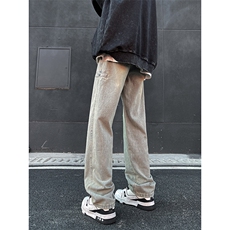 复古牛仔裤男女新款春季直筒宽松长裤子街头潮流微喇裤WN996-P52，男装牛仔裤，星座1008-1