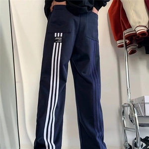 男春秋款三条杠条纹直筒卫裤美式宽松垂坠感休闲裤X06-P42图片