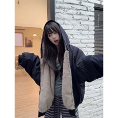 网图自制美式连帽座山雕皮衣外套男女加绒兔毛棉衣夹克A1107-P90，男装夹克，星座1505