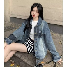 春秋新款日系复古水洗拼接设计感牛仔外套男美式潮牌JK1213-P55，男装工装外套，星座208-5
