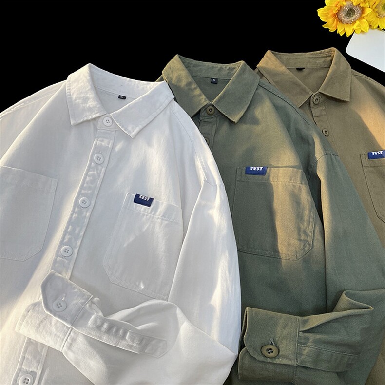 25年春季纯棉衬衫长袖大码宽松落肩现货DS-C323-1-2337-特批45，男装衬衫，电商C323-1