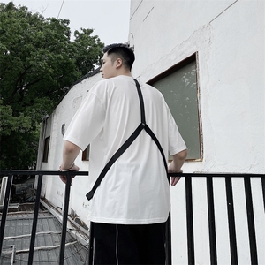 夏季时尚款织带金属扣潮流设计简约风圆领短袖T恤男A345-268-P55图片