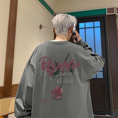 新款港风纯棉260克高街抖音直播得物品质长袖T恤打底衫T4510P30，男装T恤，电商C408-1(原B339-1)