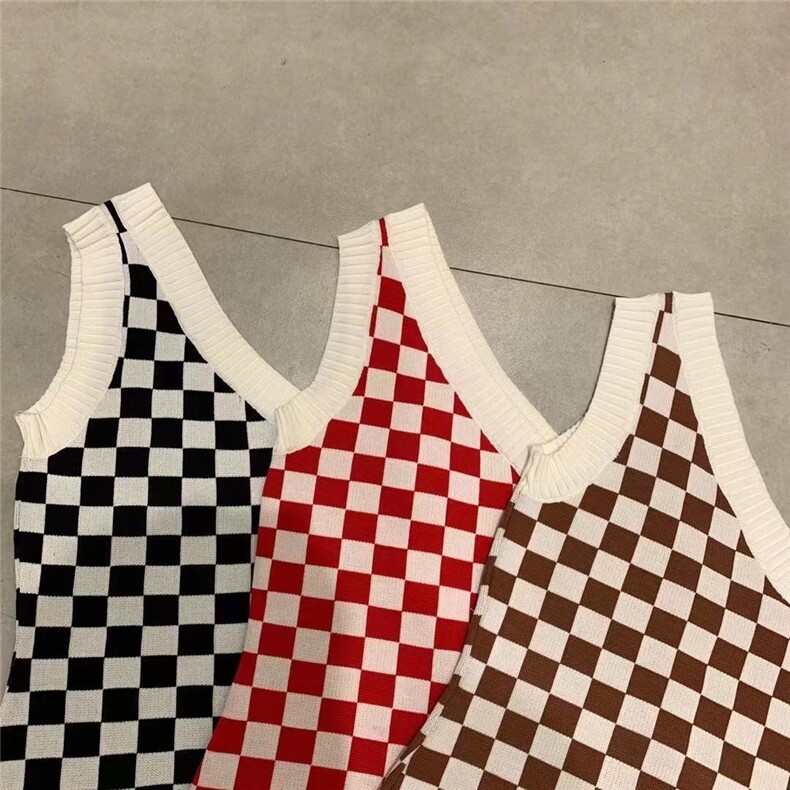 格子背心，女装背心吊带，cela(2F)