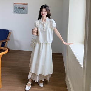 夏装新款甜美气质小香风花边半身裙两件套2C135-6895P145K218图片