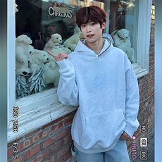 抖音得物高品质二开25秋冬美式重磅宽松纯色连帽贝壳刺绣卫衣W63，男装卫衣，电商A486-1