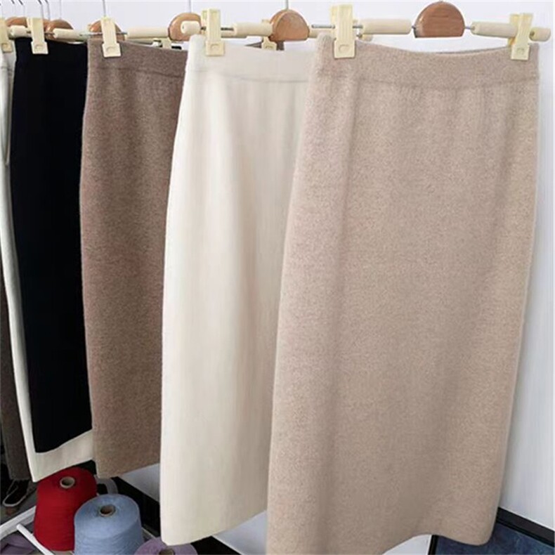 2025年秋季中长款偏厚时尚百搭休闲半身裙，女装半身裙，硕彦羊绒