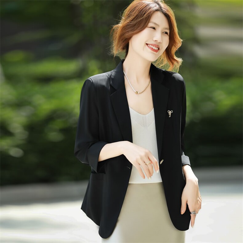 夏季薄款女士西装外套西服新款上衣气质修身显瘦减龄百搭防晒冰感，女装西装，阿吉丽克