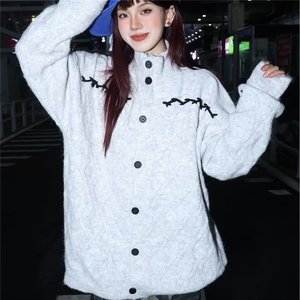秋冬日系复古毛衣开衫男女美式慵懒保暖休闲宽松针织外套潮MYG148图片
