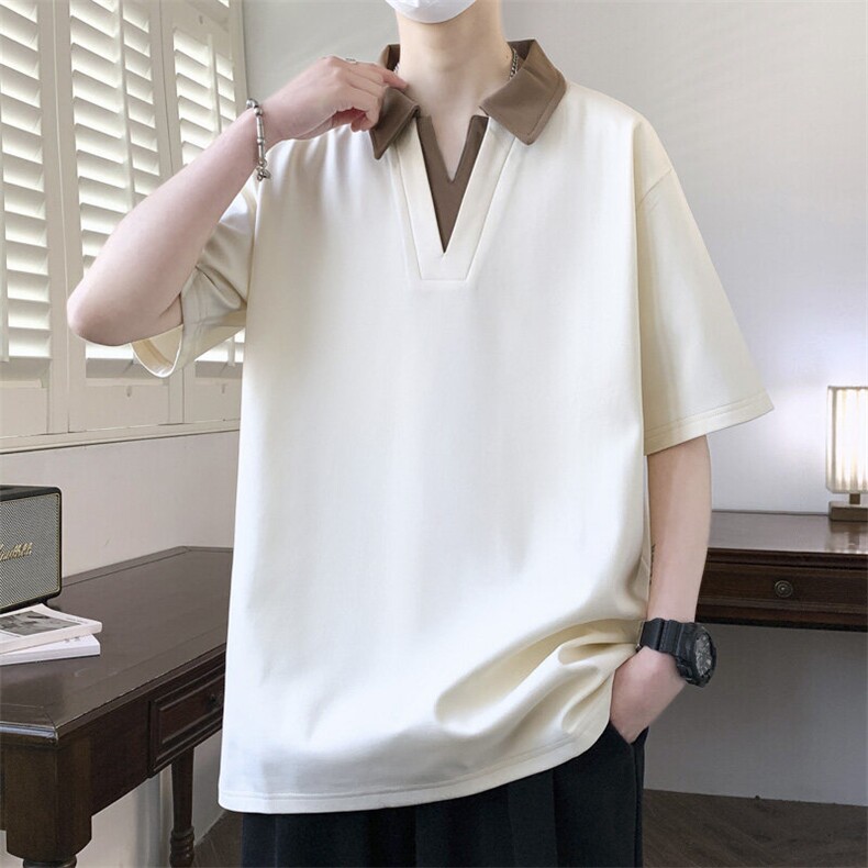 夏季大码公版拼色翻领POLO衫男休闲T恤短袖,男装Polo衫,星座1107-1