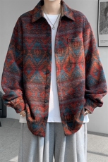 8XL-M复古大码民族风衬衫男款秋冬季加厚粗呢藏式外套CS29001P68，男装衬衫，电商B312
