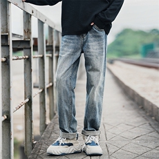 秋季新款美式复古水洗直筒牛仔裤男休闲裤子潮3701P58，男装牛仔裤，电商B381-2