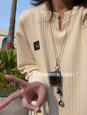 XZ809A/VVV3/P35/控48美式V领硅胶印花肌理感百搭长T恤卫衣，男装T恤，星座809A(原222-1)