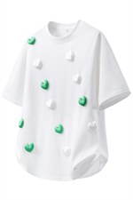 1立体白底潮情侣大码M-5XL网红小爱心短袖T恤男DT7742P55控78，男装T恤，星座226-2