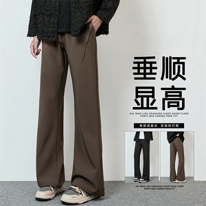 男女西裤微喇叭褶皱直筒宽松长裤HK54 P45图片