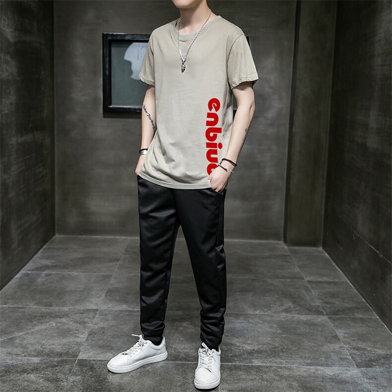 2021韩版潮流夏季短袖运动套装男士休闲工装潮牌A438-TZ03,男装休闲套装,电商A438