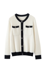 2025年冬季时尚百搭通勤简约黑白拼色小香风开衫,女装羊绒衫,澳霖羊绒,清河羊绒市场 2025年冬季时尚百搭通勤简约黑白拼色小香风开衫,女装羊绒衫,澳霖羊绒,清河羊绒市场